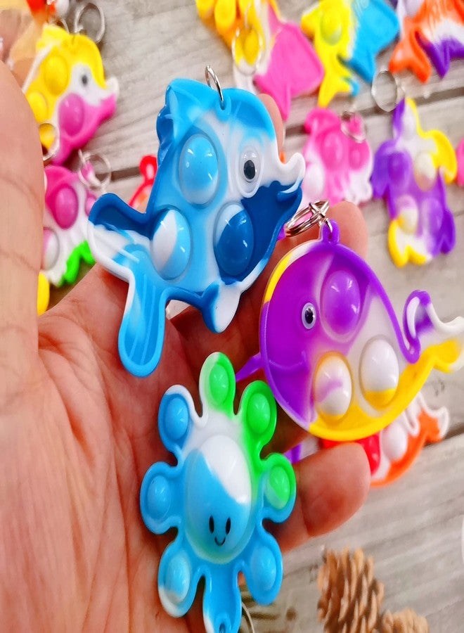 PSDFH 30 Packs Shark Turtle Dolphin Fish Octopus Mermaid Whale Mini Ocean Assorted fidgets Bubble Toys for Kids Children Classroom Students Gifts from Teacher,Birthday Party Favors - Image 2